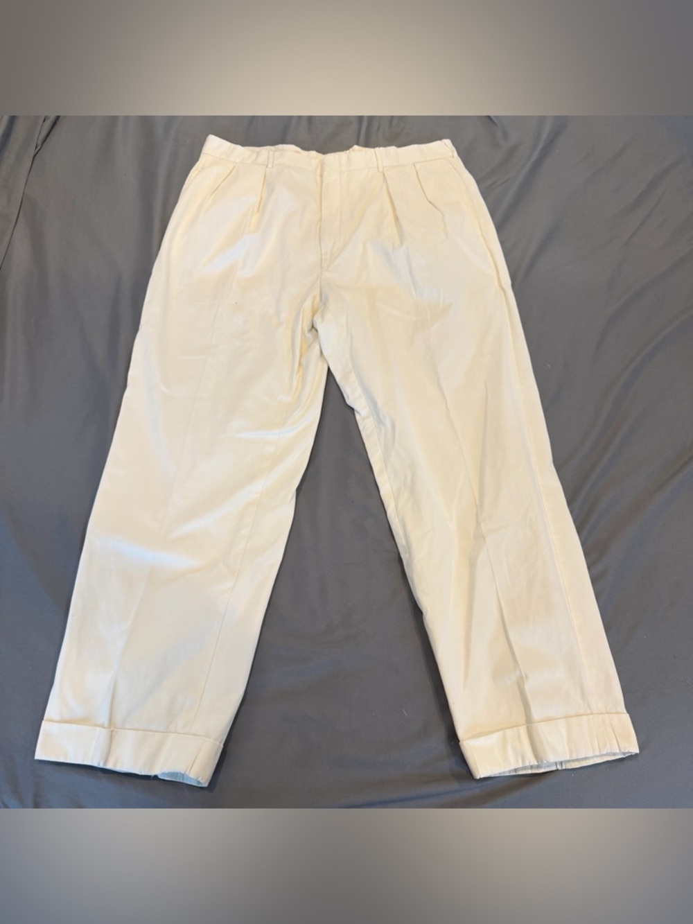 Vtg Polo Ralph Lauren Pants Mens 38 6R White Straight Cuffed Cotton Italy Preppy